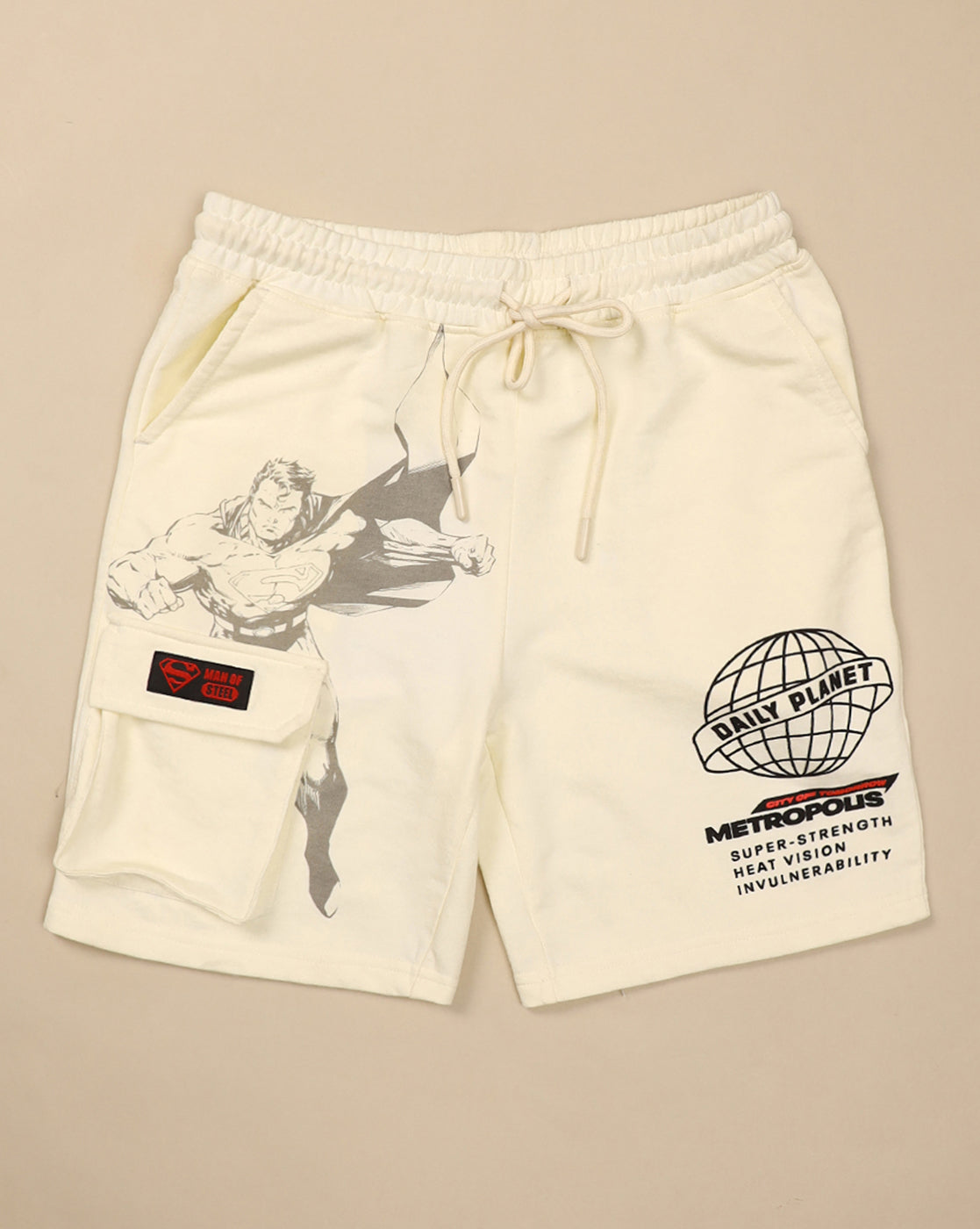 Superman Printed Regular Fit Shorts For Boys