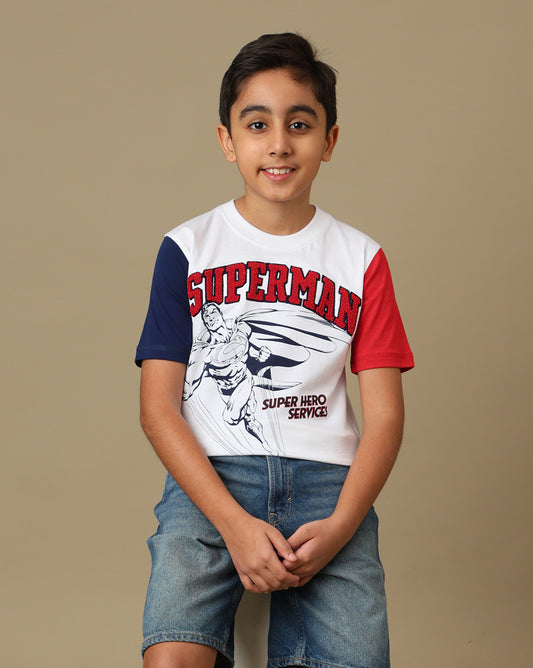 Superman Embroidered Regular Fit Tshirt For Boys