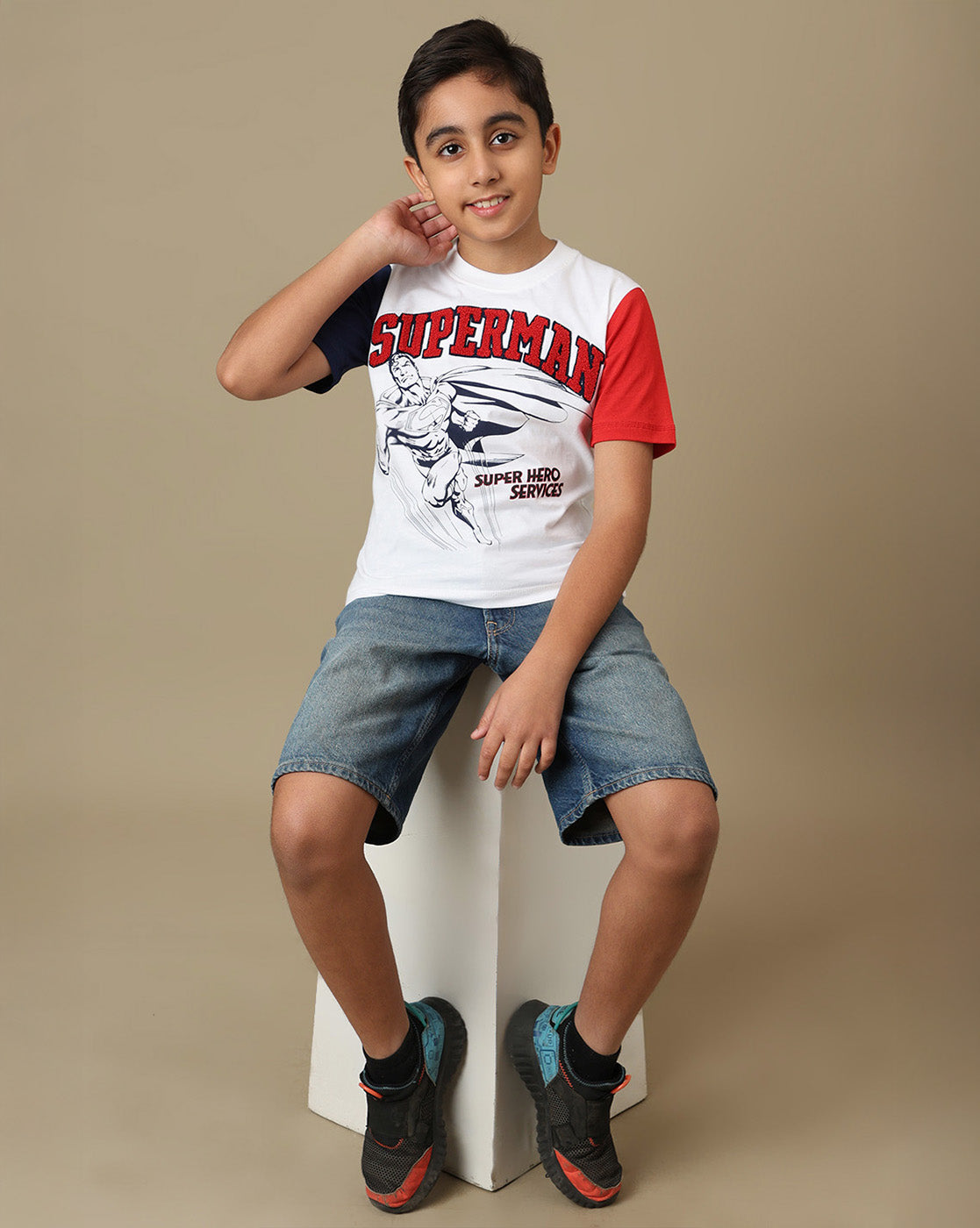 Superman Embroidered Regular Fit Tshirt For Boys