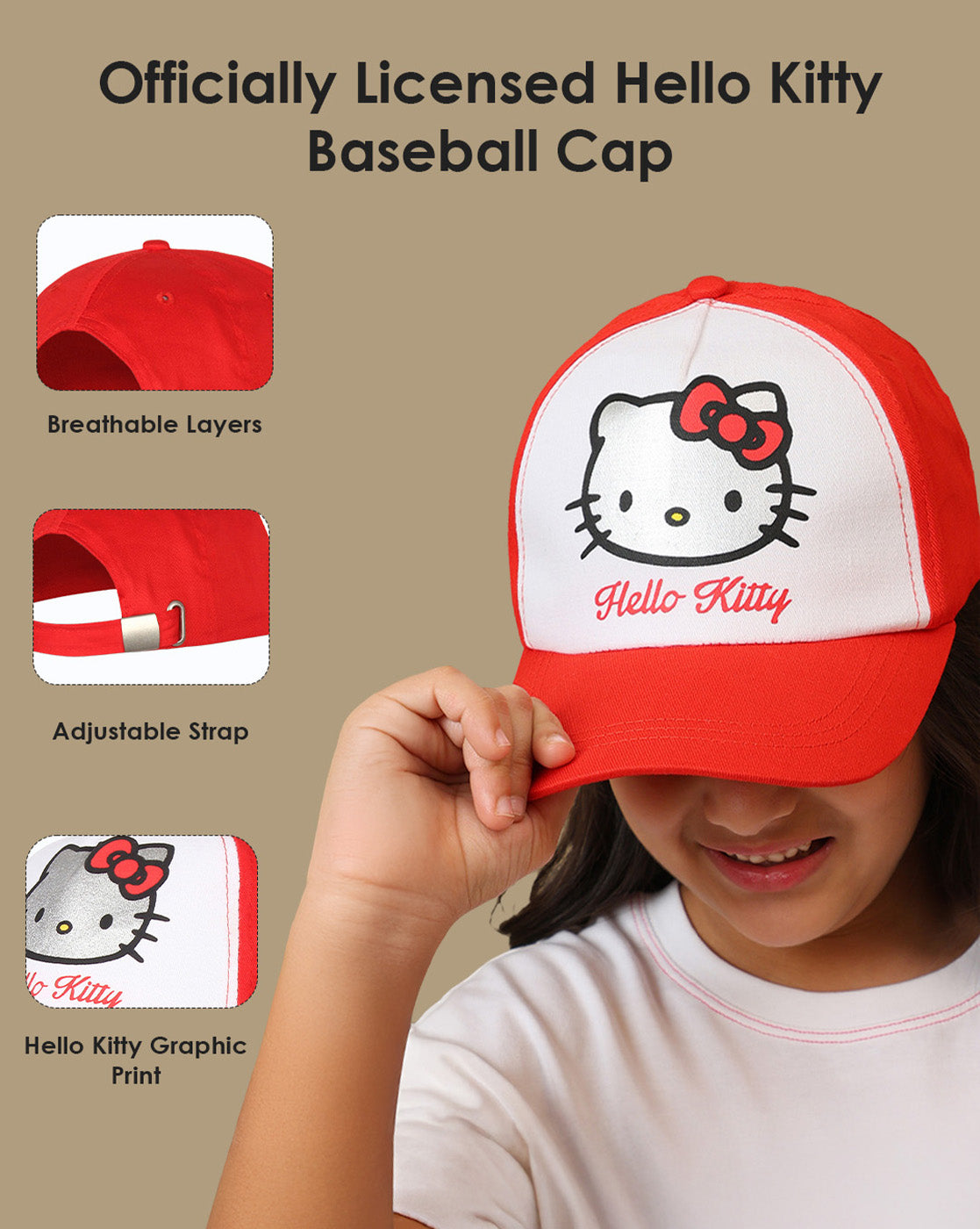 Hello Kitty printed Baseball Cap for Girls