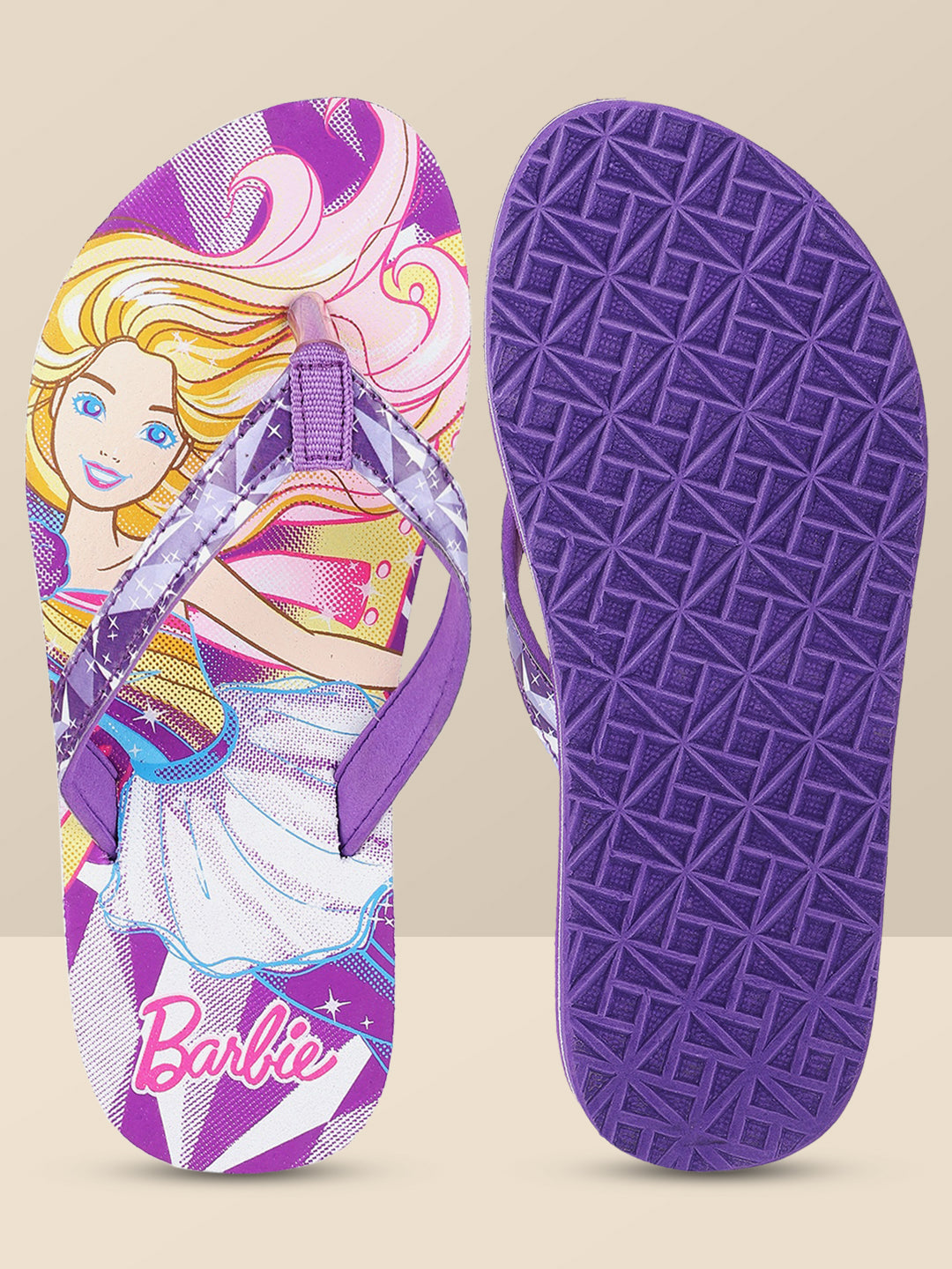 Barbie Purple Flip-Flops For Kids Girls