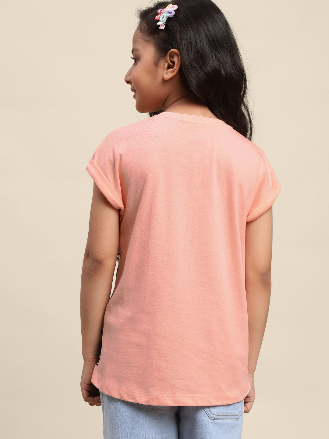 Kids Girls Mickey And Friends Peach T-Shirt