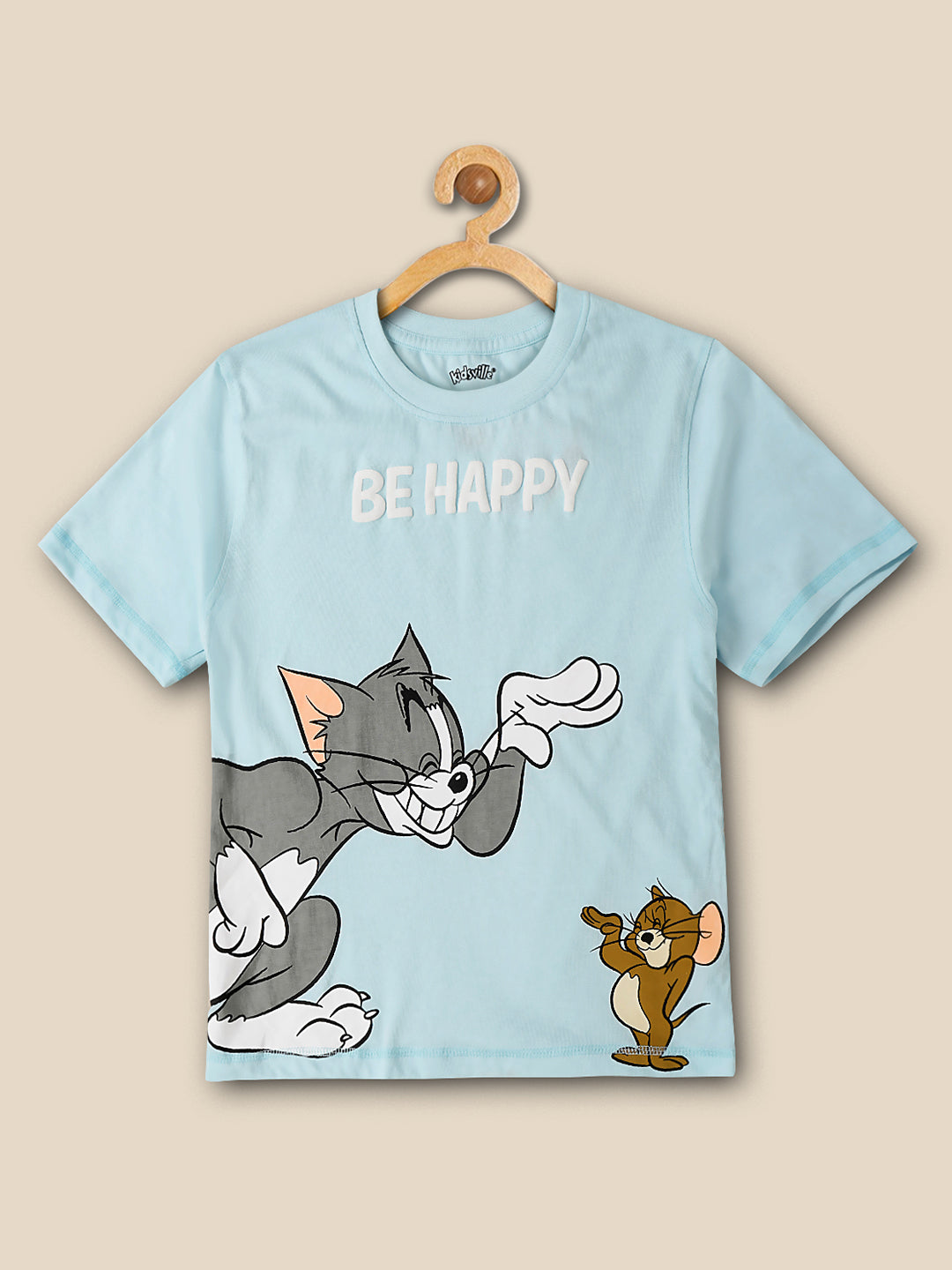 Kids Boys Tom & Jerry Blue Printed T-Shirt