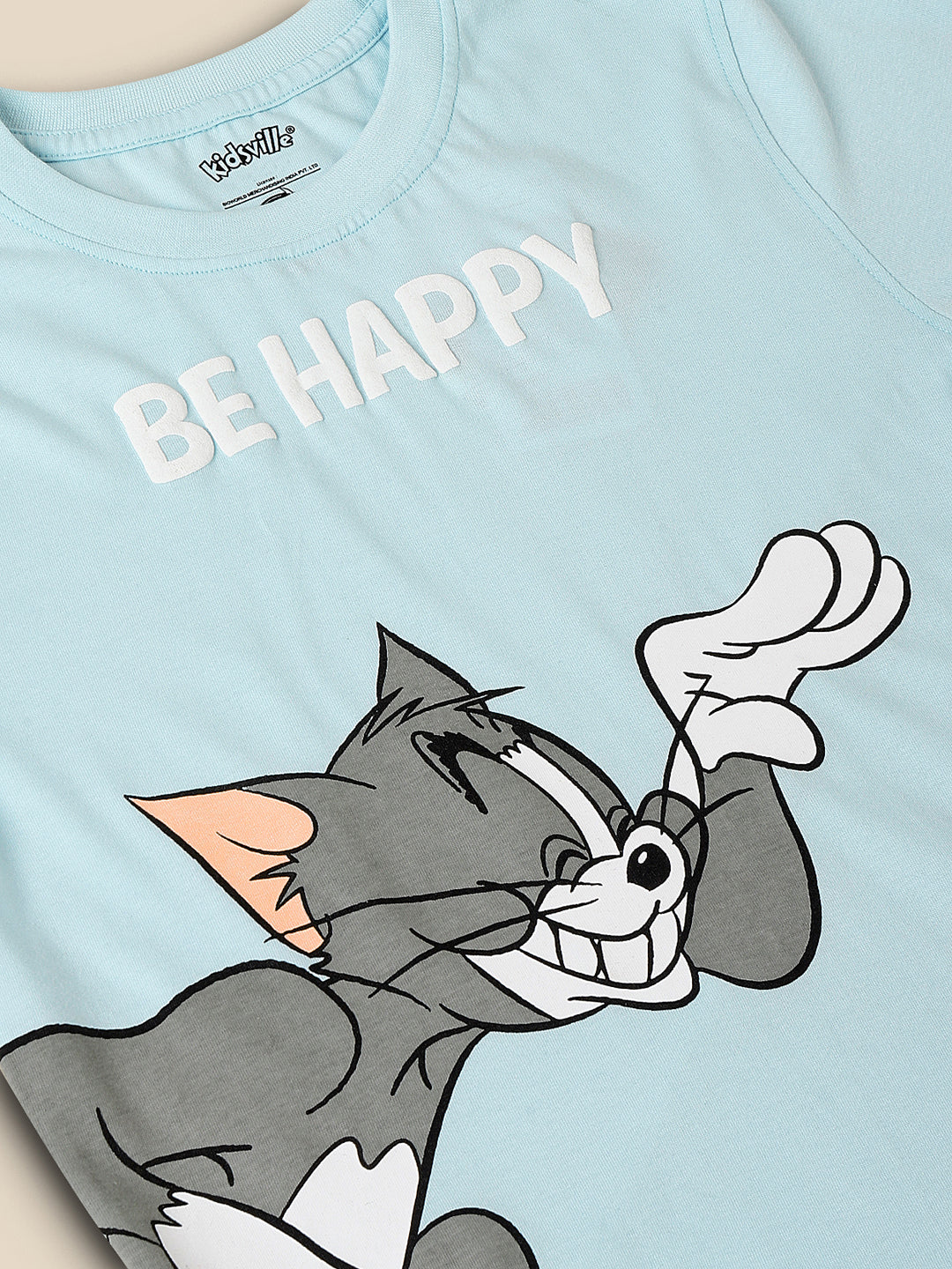 Kids Boys Tom & Jerry Blue Printed T-Shirt