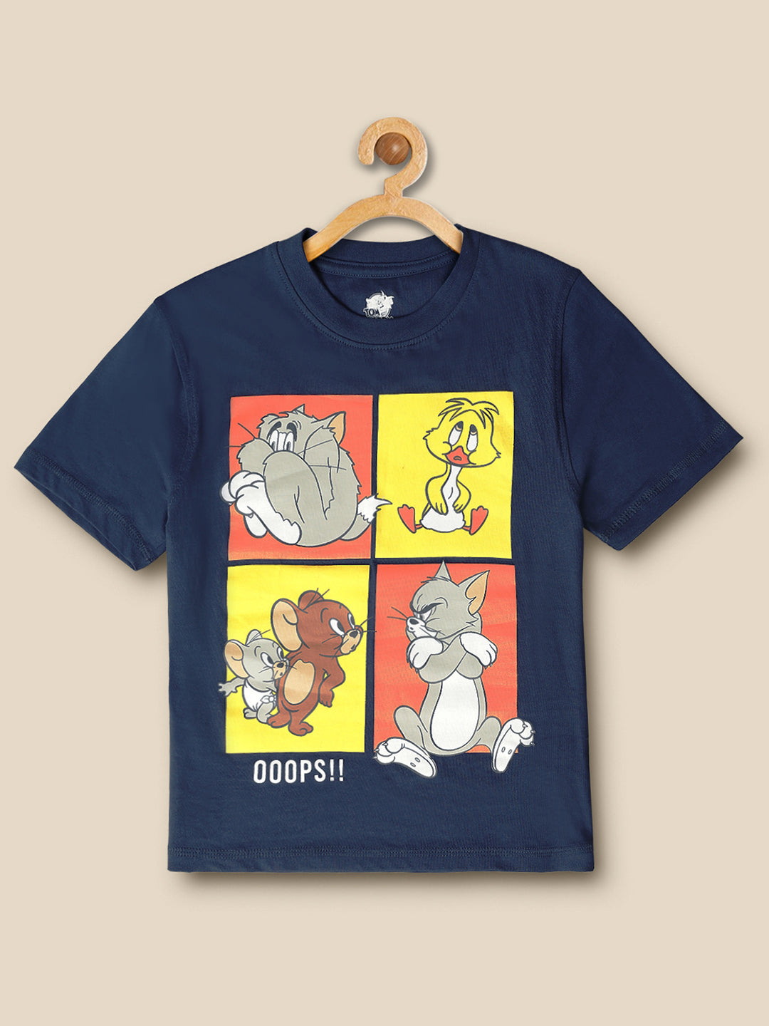 Kids Boys Tom & Jerry Blue Printed T-Shirt