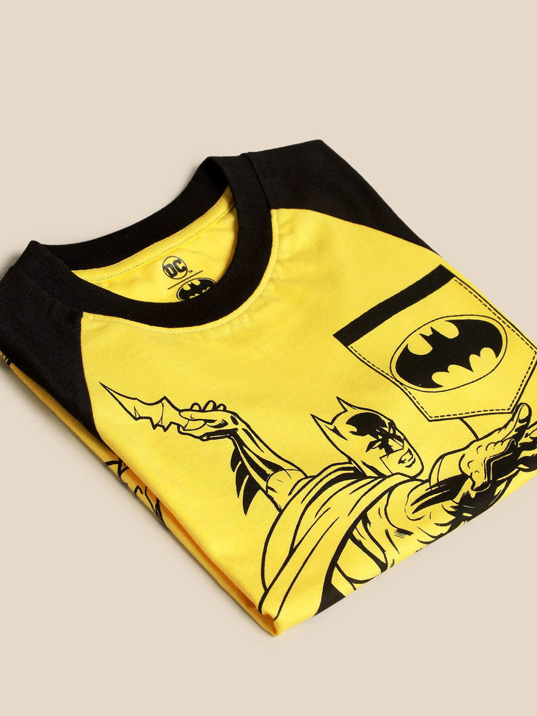 Kids Boys Batman Yellow And Black T-Shirt