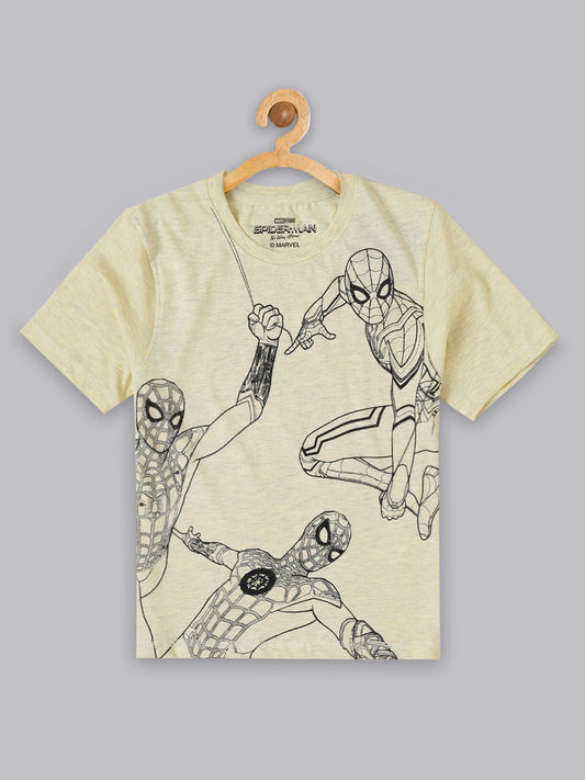 Spider Man Printed Beige Color Tshirt For Boys