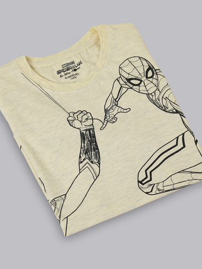 Spider Man Printed Beige Color Tshirt For Boys