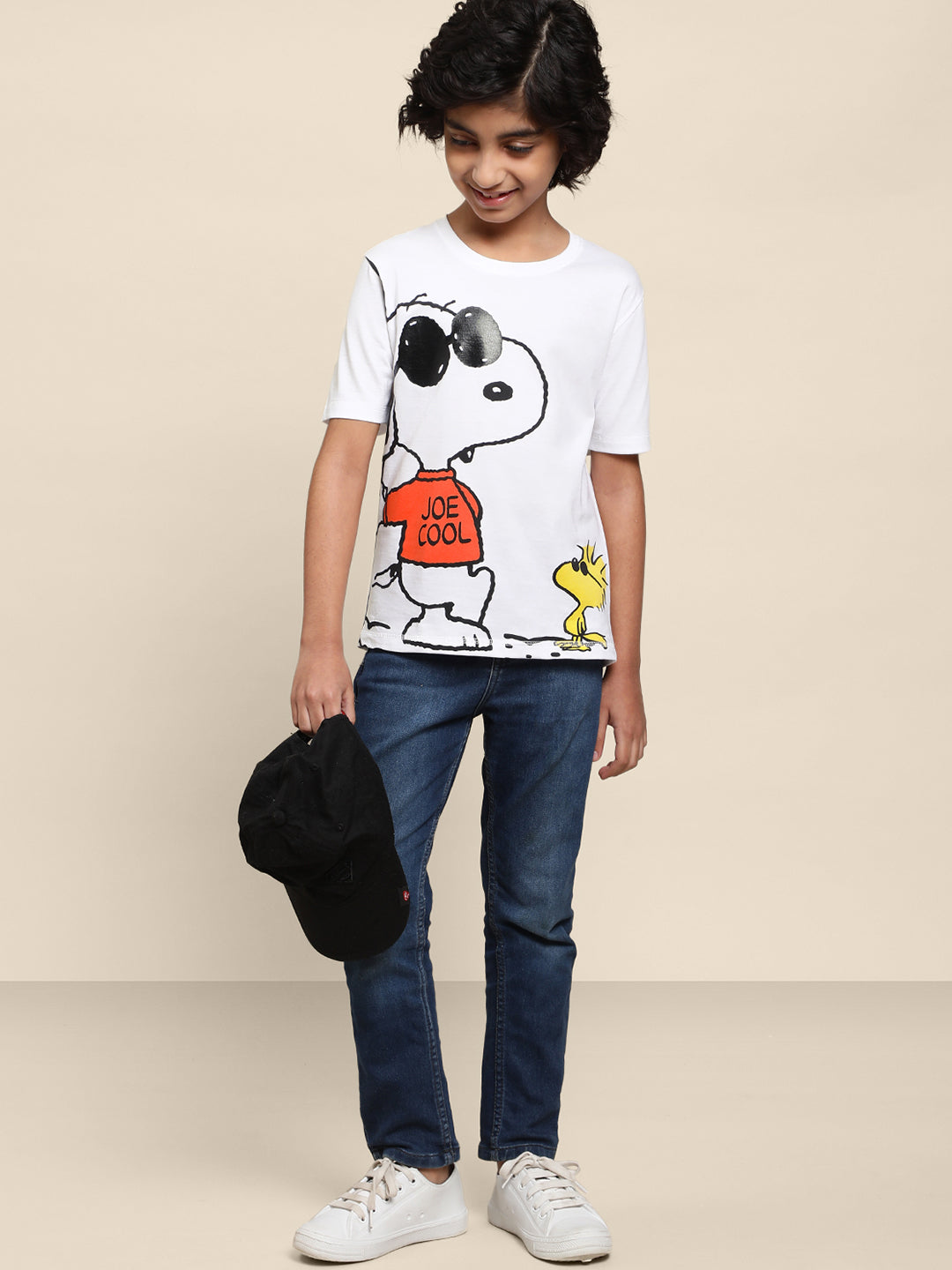 Kids Boys Peanuts Light Blue Printed T-Shirt