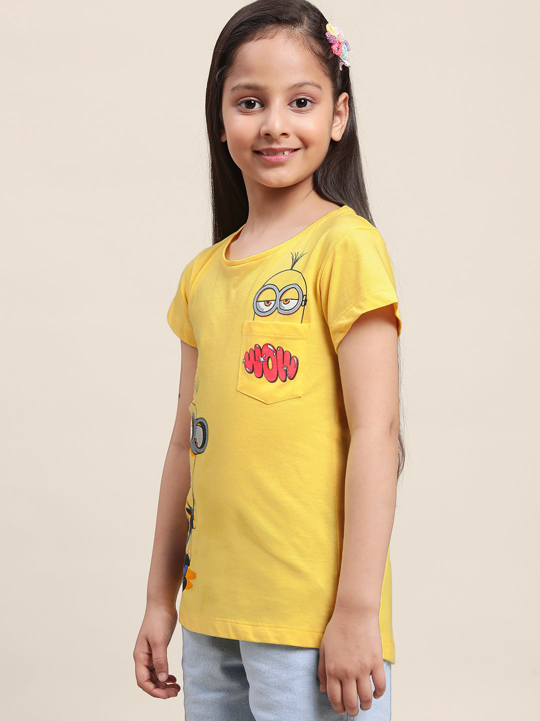 Kids Girls Minions Yellow T-Shirt