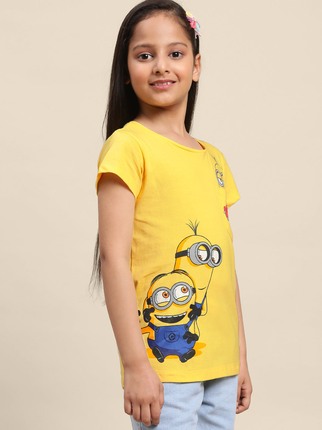 Kids Girls Minions Yellow T-Shirt