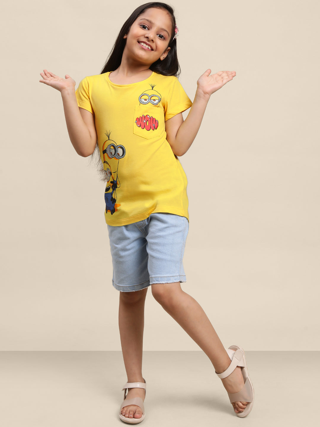 Kids Girls Minions Yellow T-Shirt
