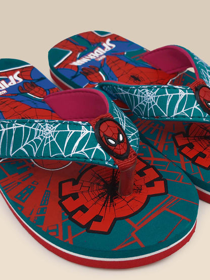 Spiderman Teal Flip-Flops For Kids Boys