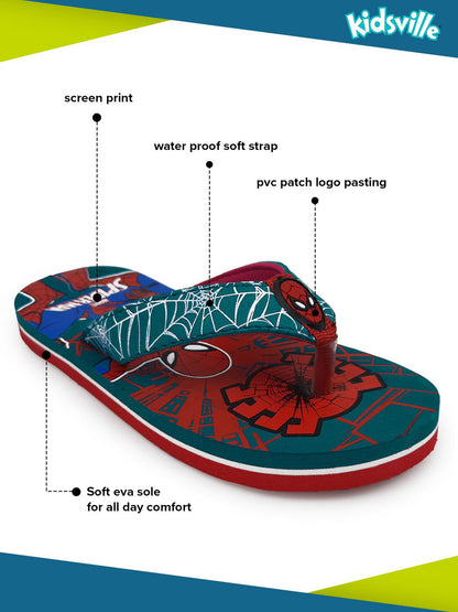 Spiderman Teal Flip-Flops For Kids Boys