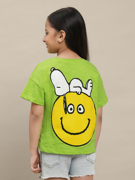 Kidsville Peanuts Printed Lemon Tshirt For Girls