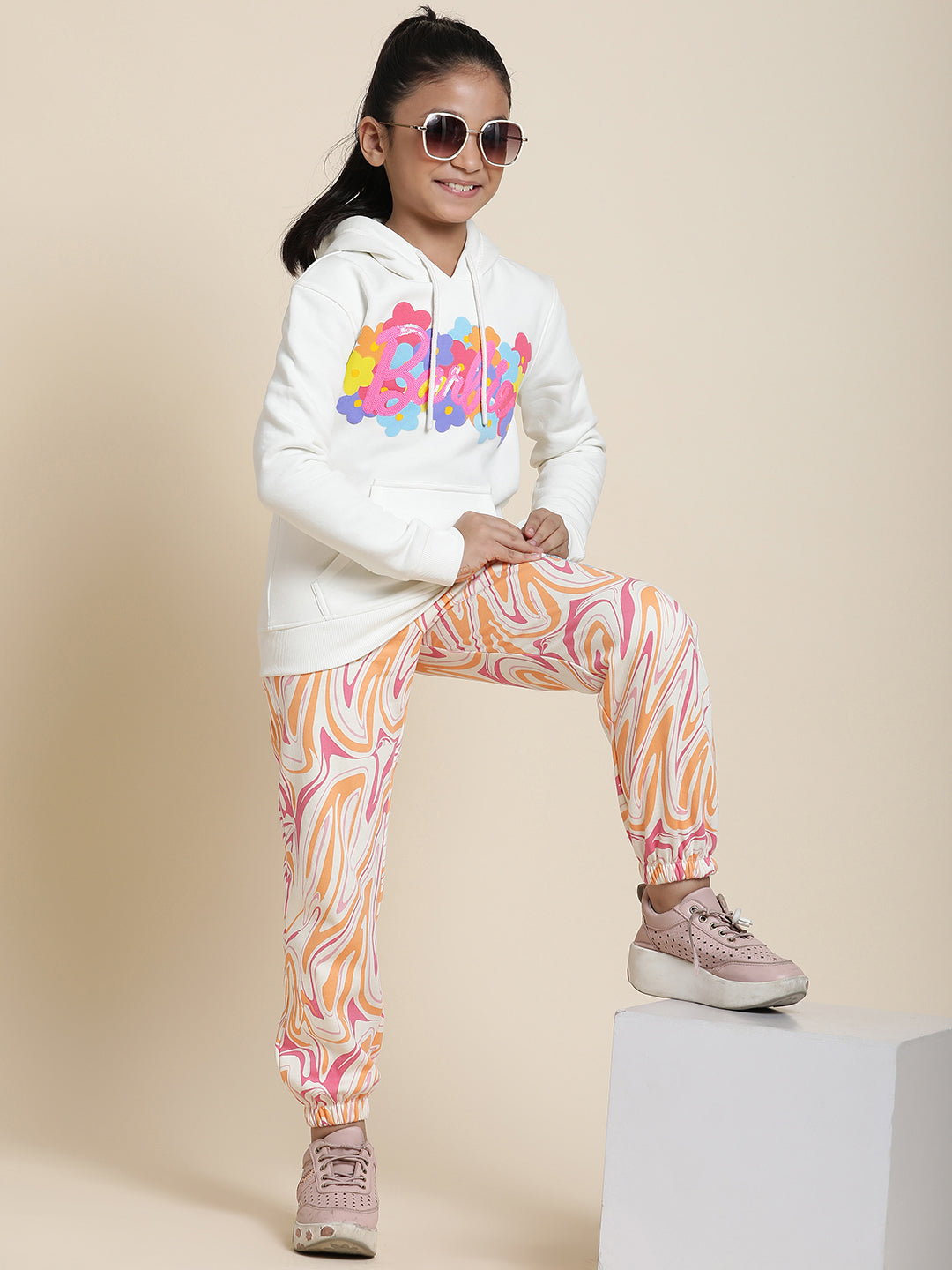 Barbie Off-White Hoodies For Girls