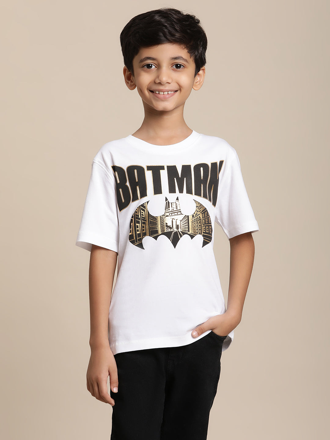 Batman Printed White Tshirt For Boys
