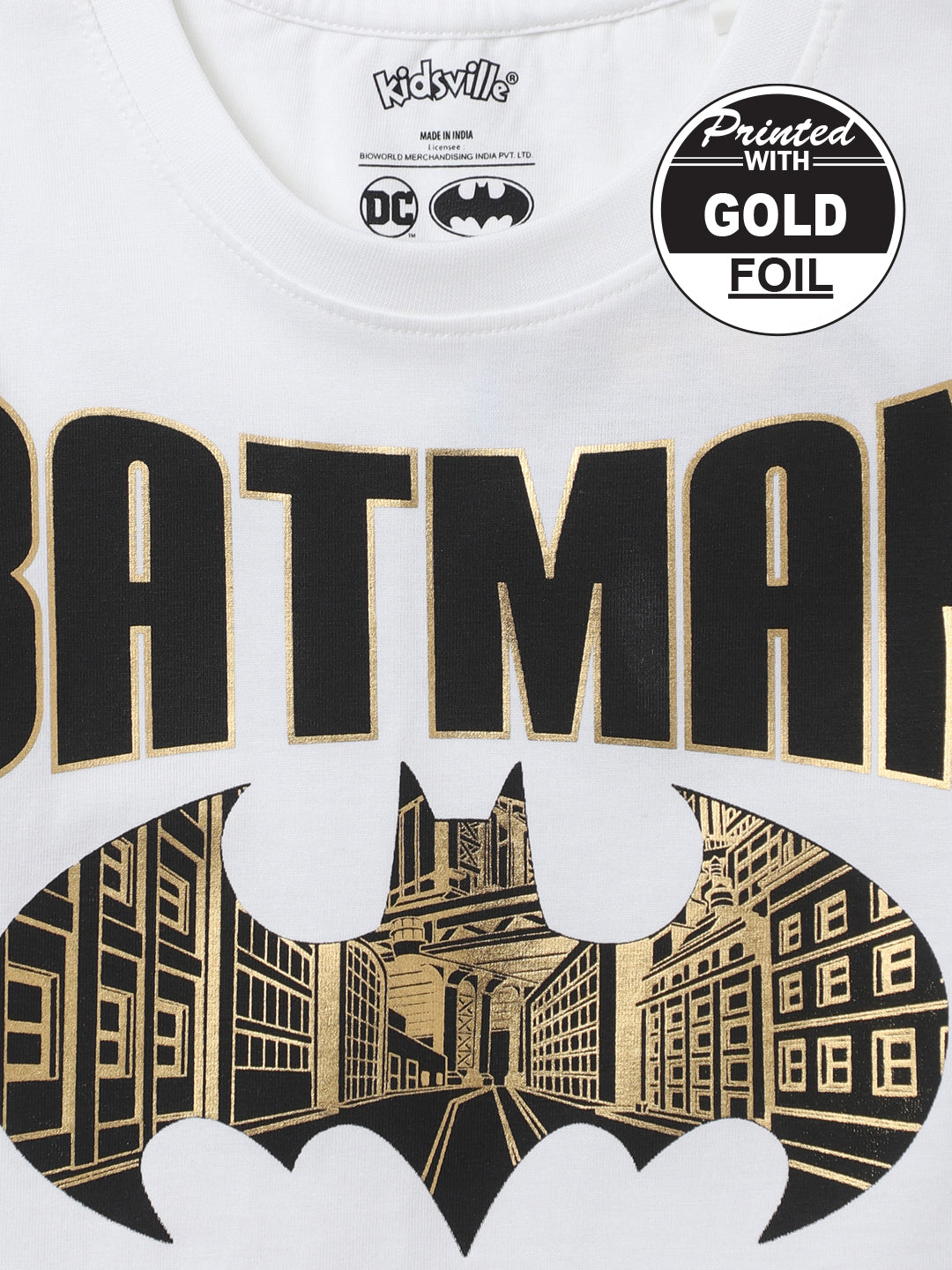 Batman Printed White Tshirt For Boys