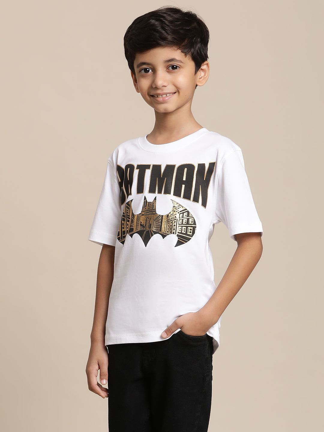 Batman Printed White Tshirt For Boys