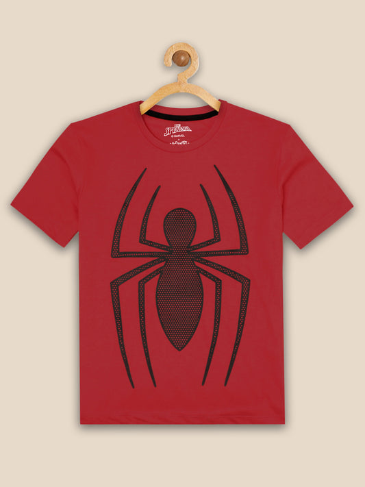 Kids Boys Spiderman Red Printed Half Sleeves T-Shirt