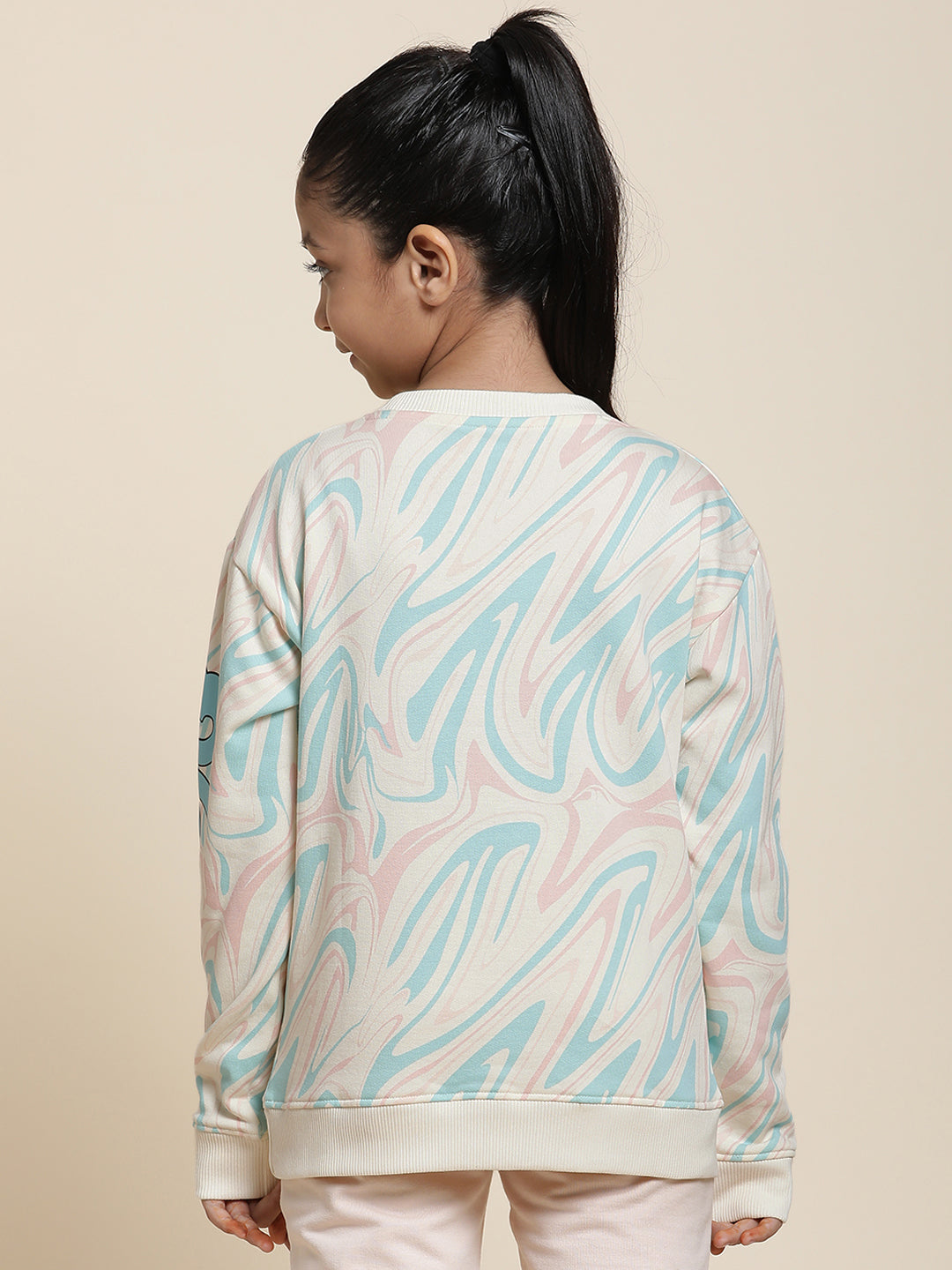 Stitch Printed Multi Color Regular Fit Sweatshirt For Girls