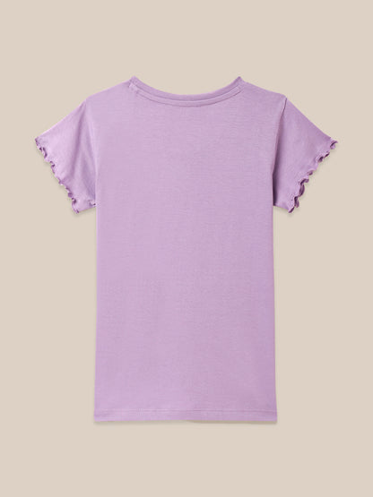 Frozen Printed Purple Tshirt For Girls