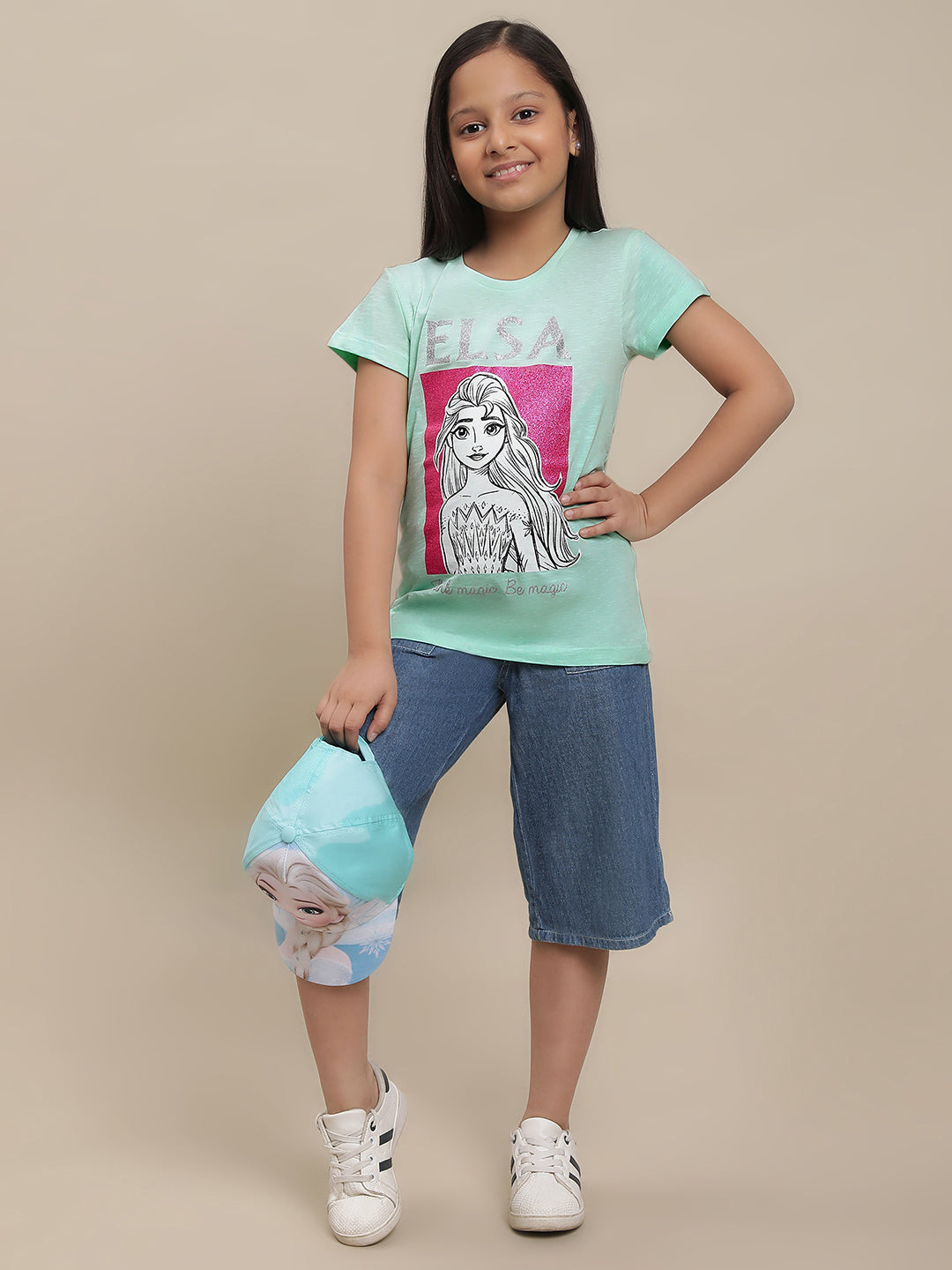 Frozen Printed Mint Tshirt For Girls
