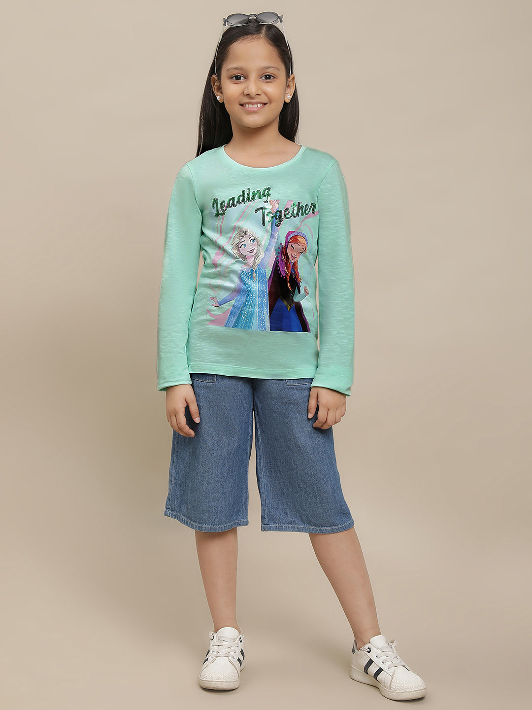 Frozen Printed Mint Tshirt For Girls