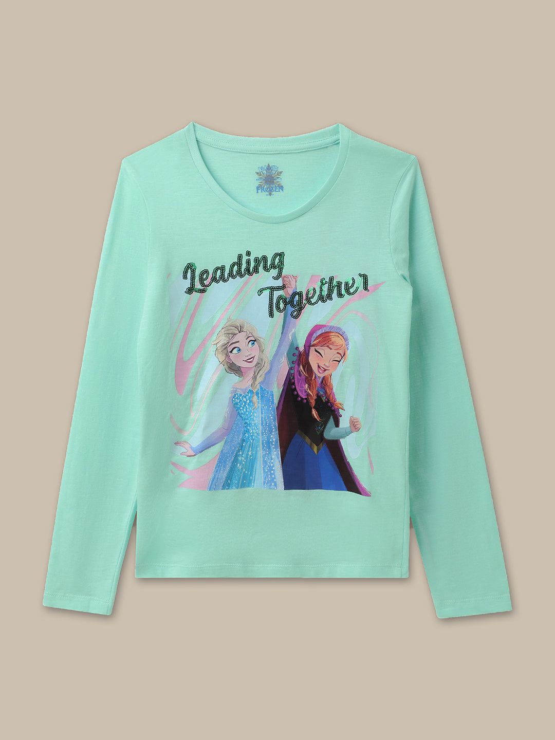 Frozen Printed Mint Tshirt For Girls