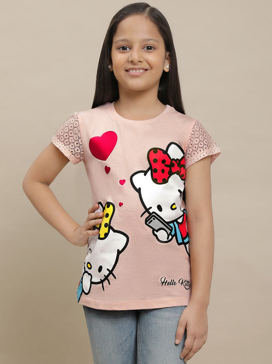 Hello Kitty Printed Multi Color Tshirt For Girls