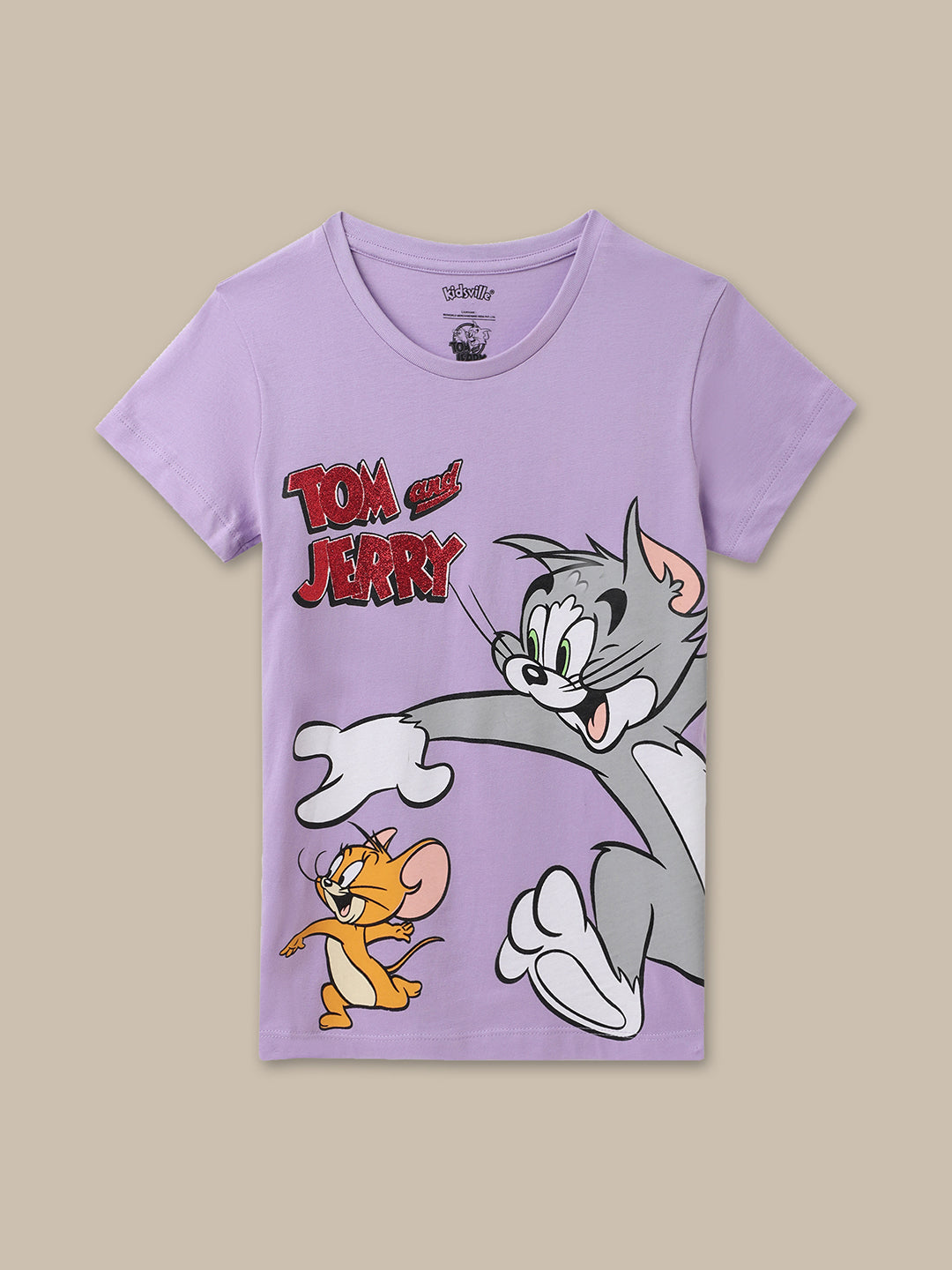 Tom & Jerry Violet Tshirt For Girls