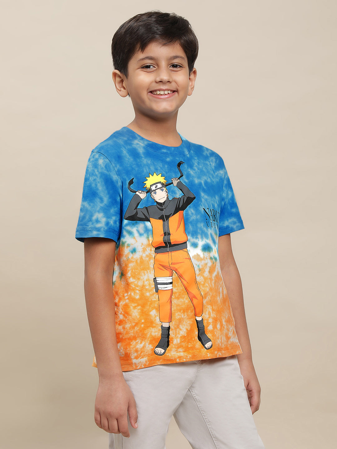 Kidsville Naruto Printed Multi Color Tshirt For Boys