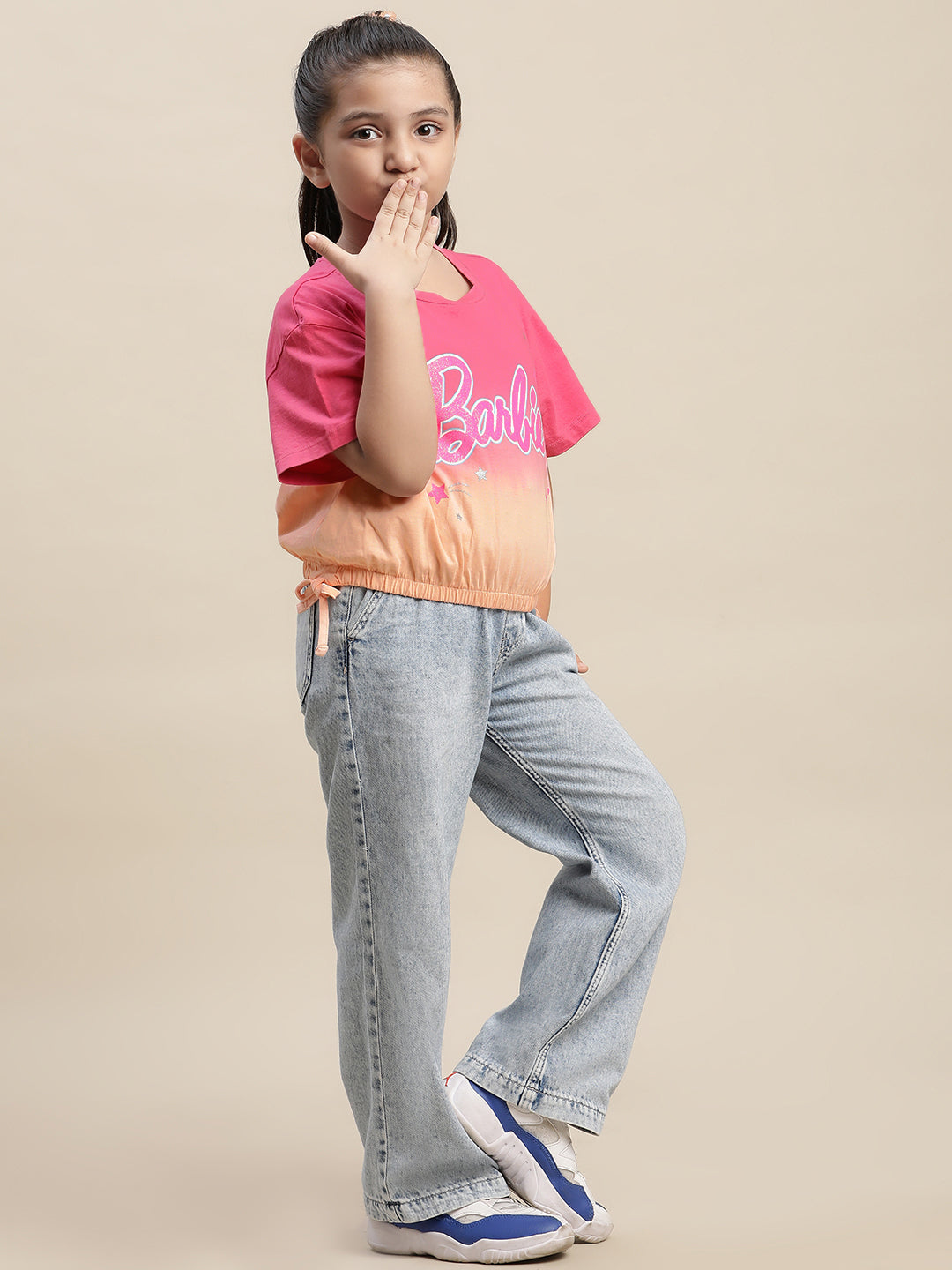 Barbie Pink Boxy Fit Tshirt For Girls