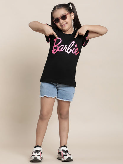 Barbie Black Tshirt For Girls