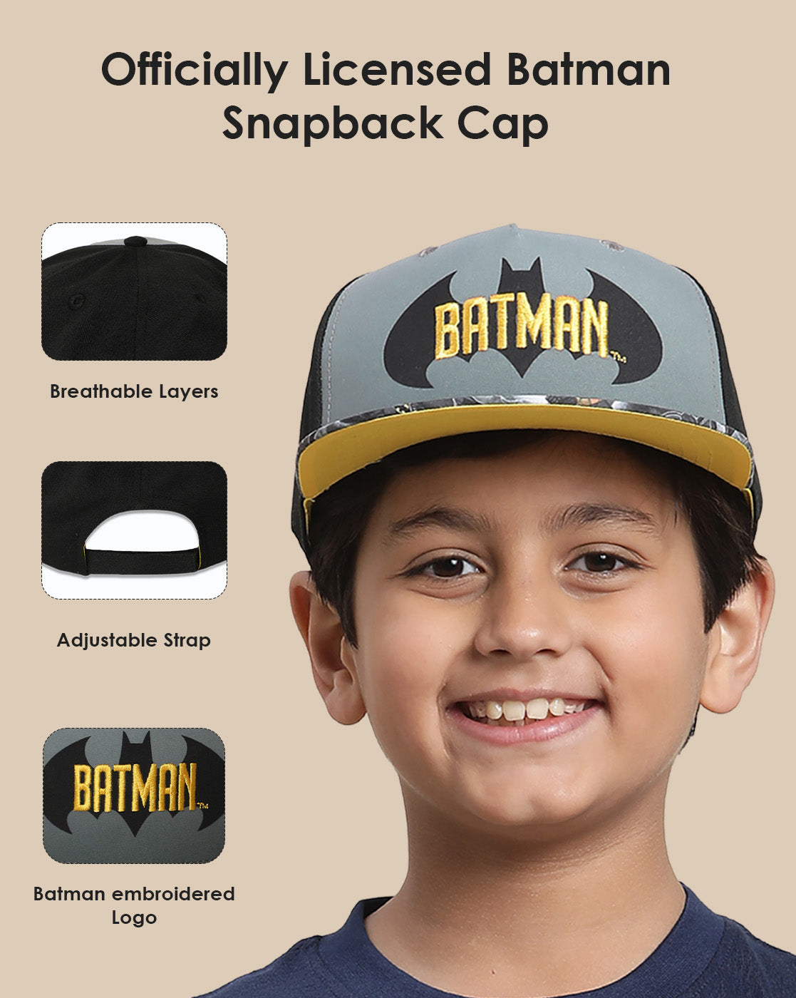 Batman printed Snapback Cap for Boys