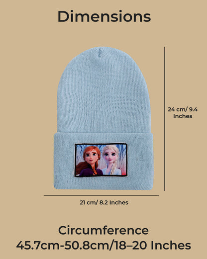 Kids Girls Frozen Light Blue Beanies