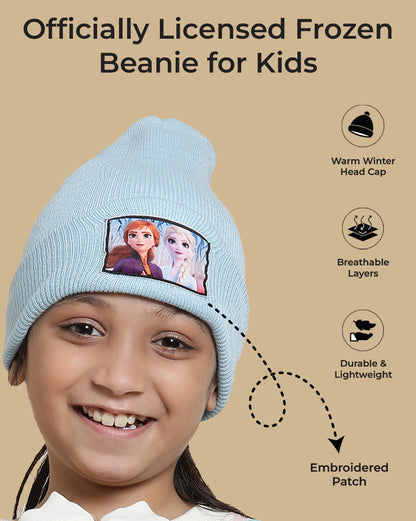 Kids Girls Frozen Light Blue Beanies