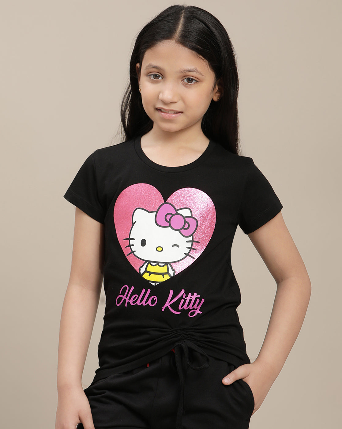 Hello Kitty Normal Fit Kidsville Hello Kitty Printed Regular Fit Tshirt For Girls
