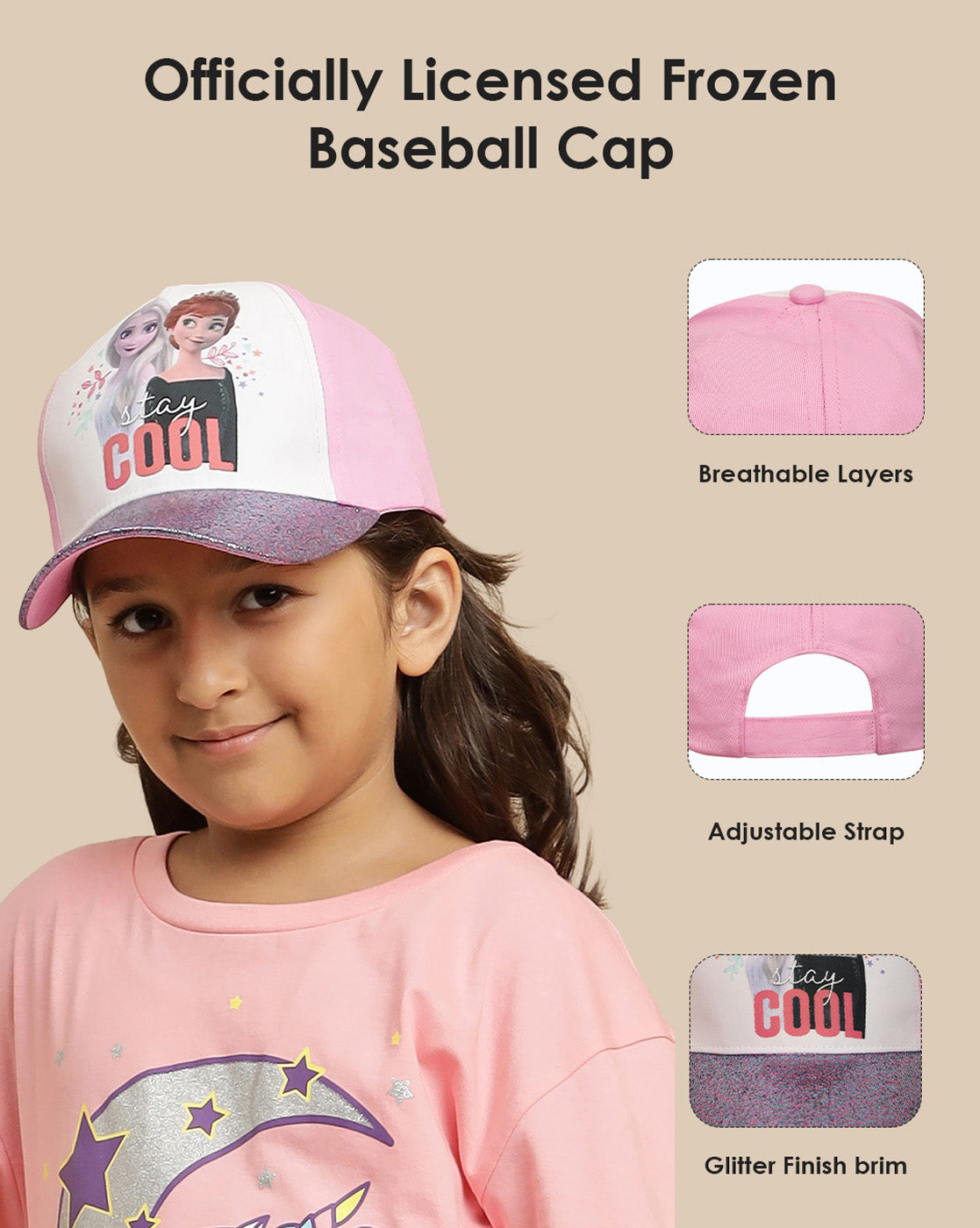 Frozen Printed Baseball Cap For Kids Girls