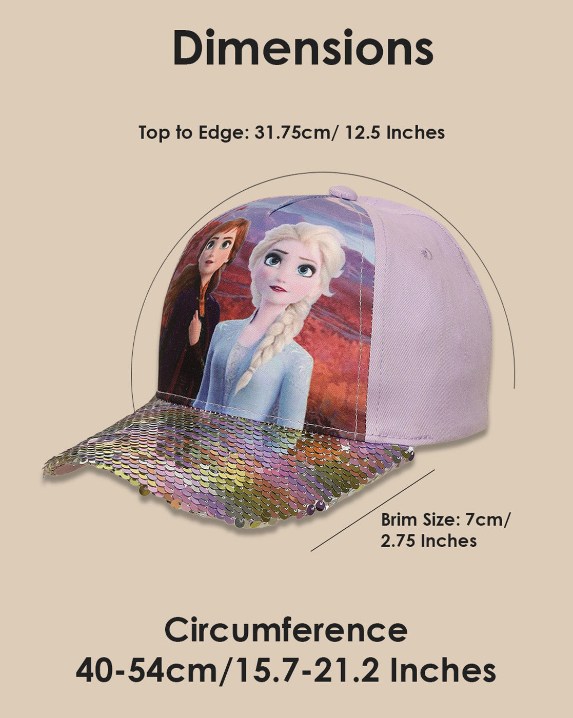 Frozen Printed Baseball Cap For Kids Girls