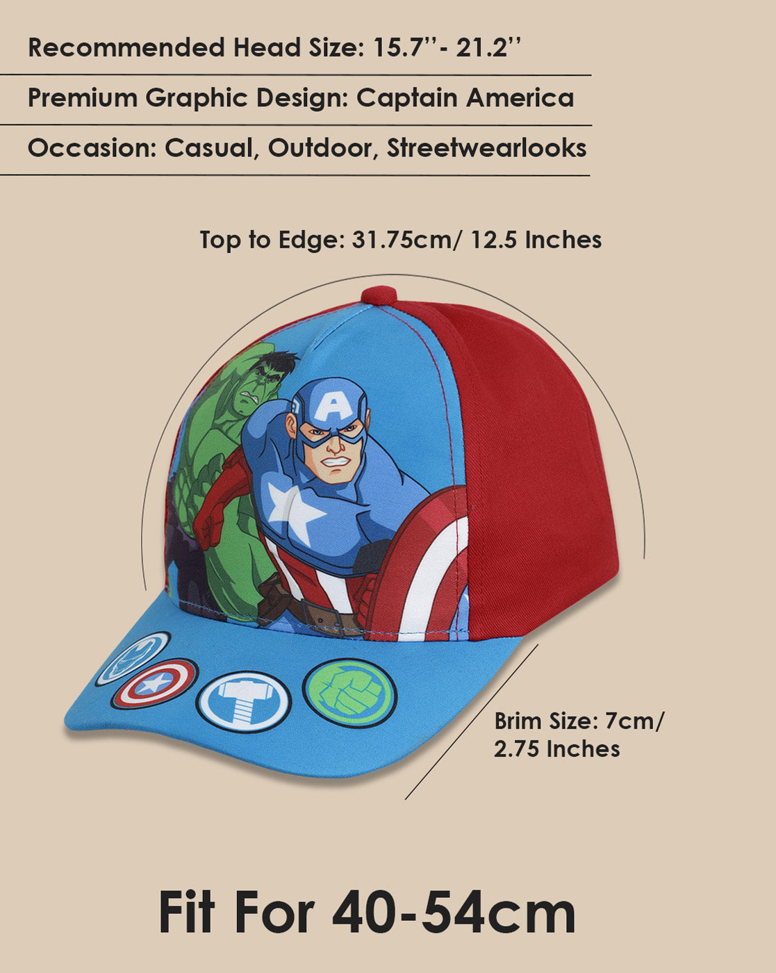 Captain America Printed Cap For Boys
