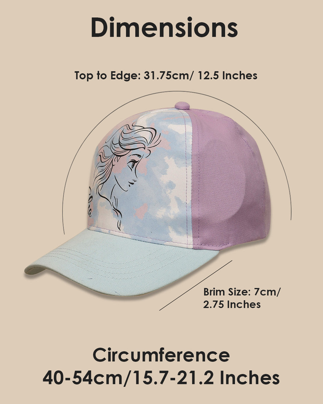 Frozen Printed Baseball Cap For Kids Girls