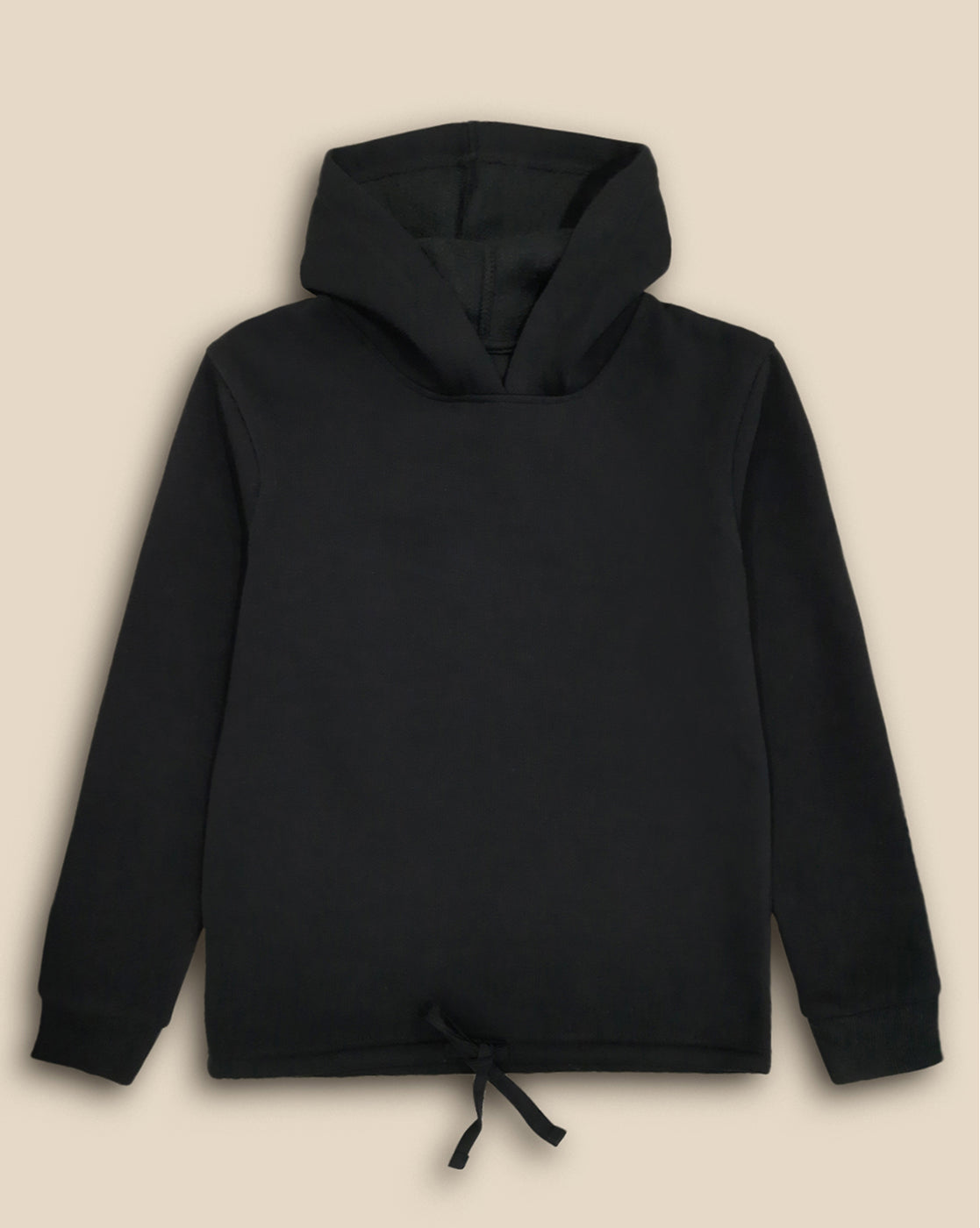 Girls Black Regular Fit Hoodie