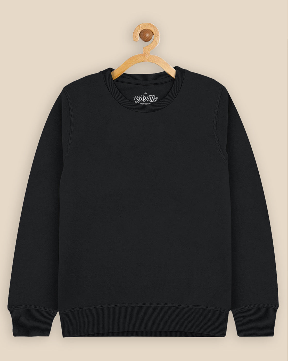 Boys Black Regular Fit Sweatshirt