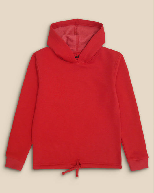 Girls Red Regular Fit Hoodie