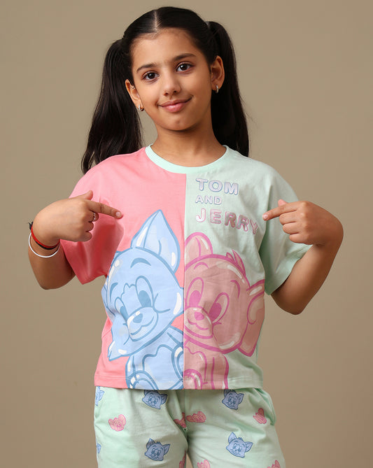 Tom & Jerry Printed Oversized Fit Tshirt For Girls